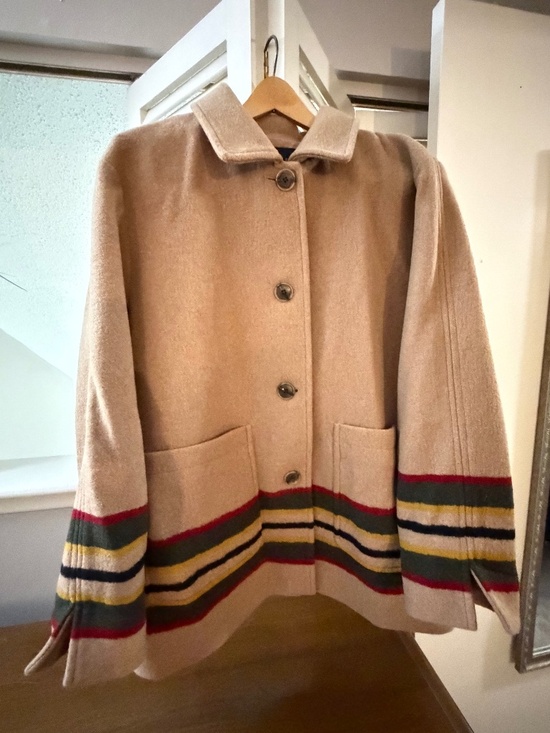 Pendleton Jackets & Blazers - Pendleton Women’s XL Camel Stripe Wool Blend Topper Coat Heritage Jacket
